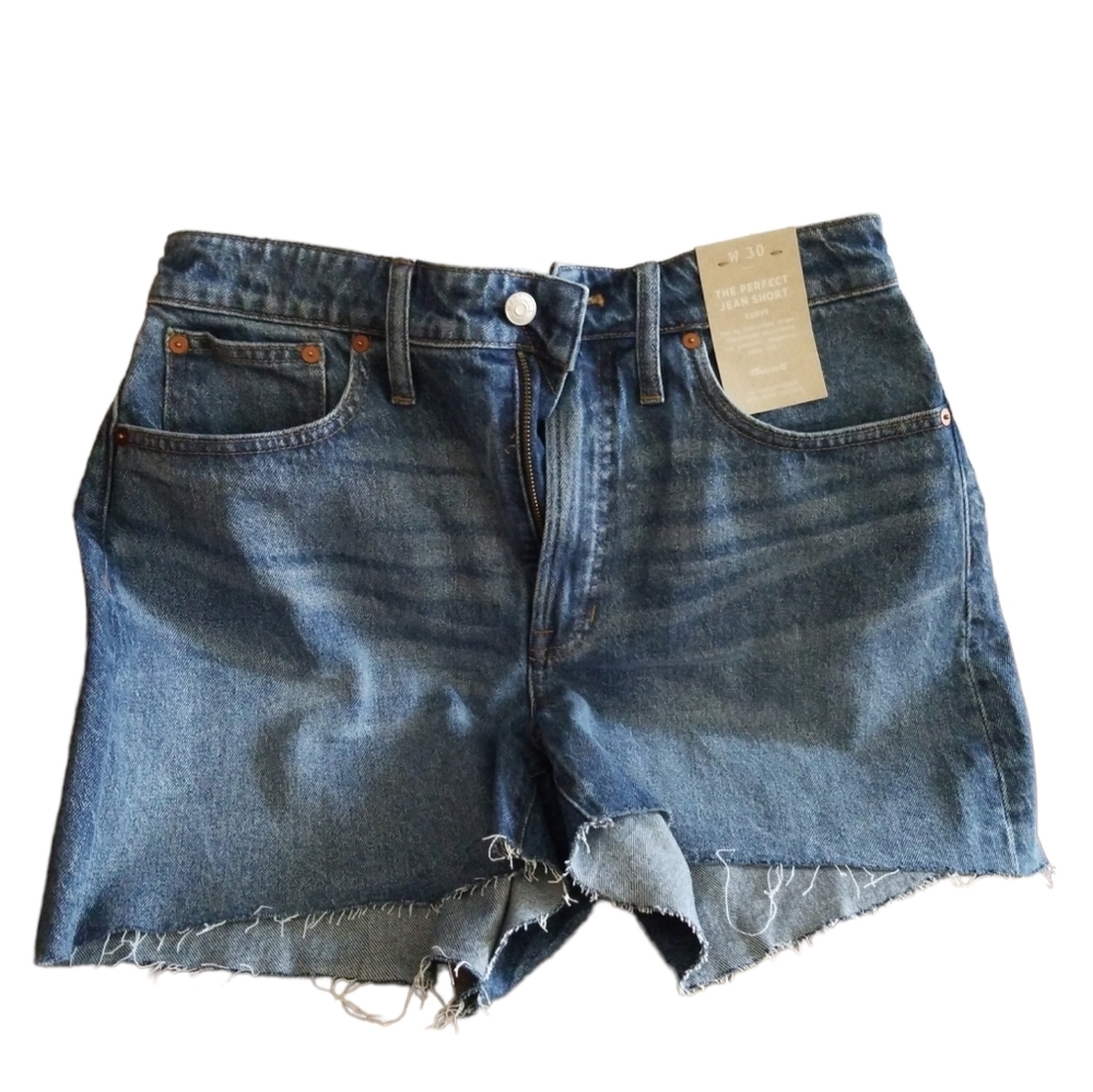 NWT Madewell The Perfect Jean Short Curvy Blue Denim Size 30
